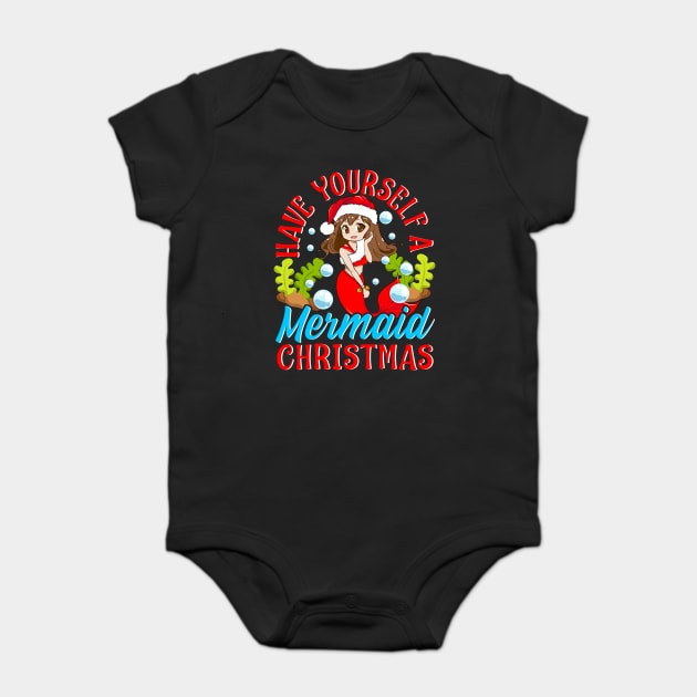 Christmas Mermaid Anime Girl Baby Bodysuit by creative